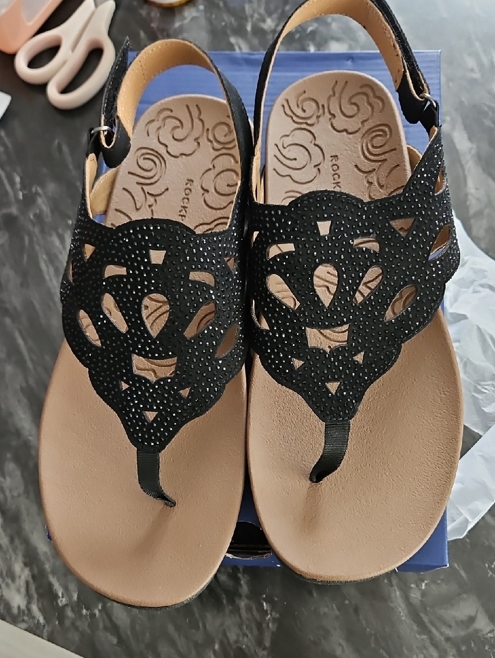 Rockport Ridge Sling Black Bling Women's Sandals